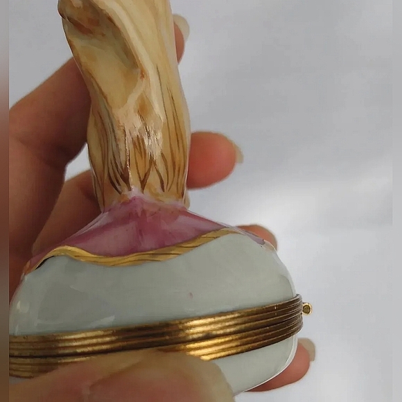 Vintage Limoges YORKIE hand painted trinket box Yorkshire Terrier pink France - Picture 11 of 11